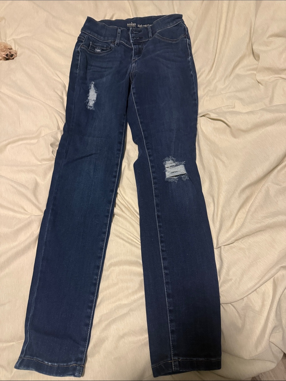 Soho Navy Distressed Skinny Jeans for Women